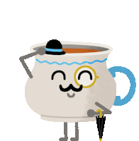 English Breakfast Tea Tips His Hat Sticker