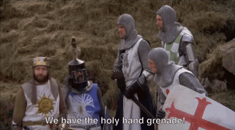 Eureka Holy Hand Grenade GIF. This 480 x 265 animated GIF is part of our monty python holy grail collection. Related themes include monty python, monty…