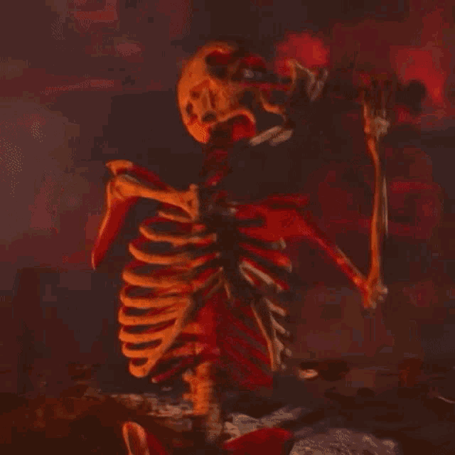 Evil Dead Game Flute Skeleton GIF