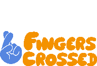 Fingers Crossed Blue Fingers Crossed Next To Fingers Crossed In Yellow Bubble Letters Sticker