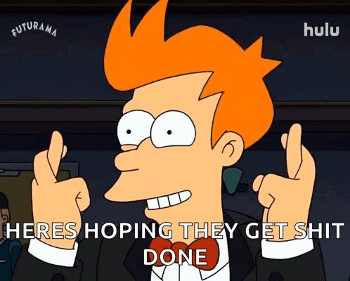 Fingers Crossed Fry GIF
