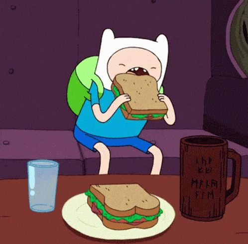 Finn Content Eating Sandwich Tasty Drink GIF. This 498 x 490 animated GIF is part of our quiero mi bocadillo collection. Created by juniprettt. View the…