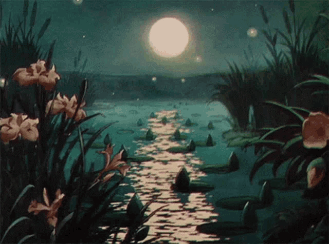 Fireflies Moon GIF