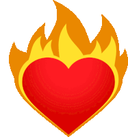 Flaming Heart Heart Sticker