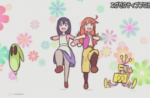 Flip Flappers Skipping GIF