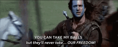 Freedom Cant Take My Freedom GIF. This 498 x 200 animated GIF is part of our mel gibson freedom collection. Related themes include braveheart, freedom…