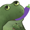 Frog Eggplant Sticker