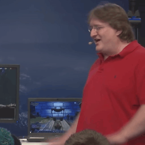 Gabe Newell GIF. This 498 x 498 animated GIF is part of our lord gaben collection. Related themes include gabe newell, nope, portal. Created by megakosan…