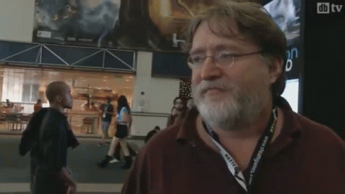 Gaben Gabe Newell GIF. This 498 x 280 animated GIF is part of our lord gaben collection. Related themes include funny, gabe newell, laugh. Created by…