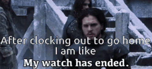 Game Of Thrones Jon Snow GIF. This 498 x 228 animated GIF is part of our my watch has ended collection. Related themes include bye, im done, im out. Created…
