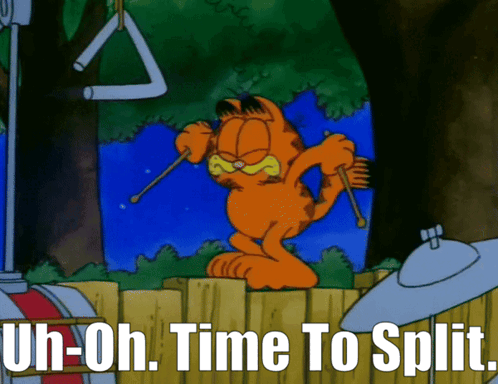 Garfield And Friends Uh Oh Time To Split GIF