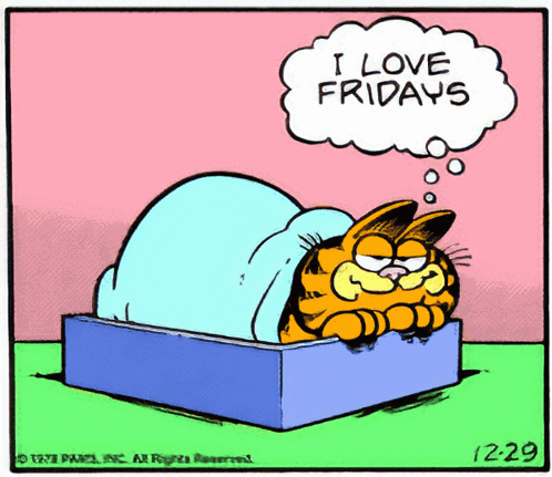 Garfield I Love Fridays Almost Makes Me Wish I Had A Job Partying Rock And Roll Weekend GIF