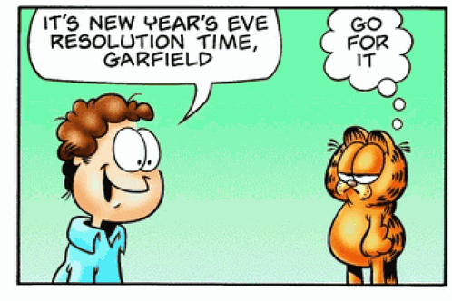 Garfield New Year'S Resolutions Mustache Hair Work Out Two Pizzas New Year Resolution GIF