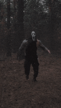 Ghostface Cosplayer Running GIF