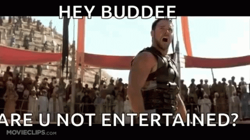 Gladiator Are You Not Entertained GIF. This 498 x 280 animated GIF is part of our gladiator are you not entertained collection. Related themes include are…