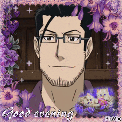 Good Evening Maes Hughes GIF. This 498 x 498 animated GIF is part of our maes hughes collection. Related themes include anime, good evening, picmix. Created…