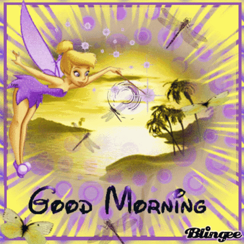 Good Morning Disney GIF. This 498 x 498 animated GIF is part of our peter pan tinker bell collection. Related themes include butterfly, disney, glitter…