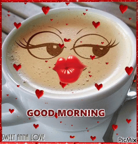 Good Morning Kiss GIF. This 476 x 498 animated GIF is part of our guten morgen freitag collection. Related themes include coffee, good morning. Created by…