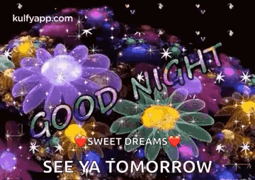 Good Night - Glowing Flowers Good Night Messages GIF
