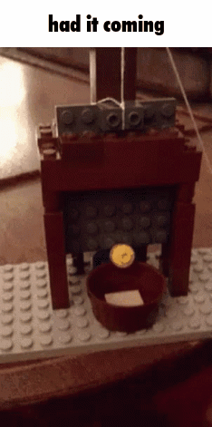 Had It Coming Lego GIF. This 234 x 471 animated GIF is part of our guillotine collection. Created by kneeops. View the original animation, share it, or…