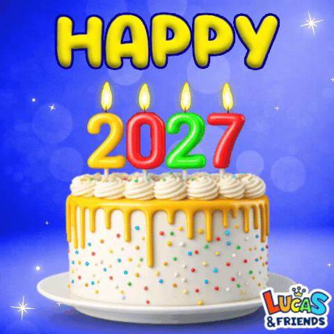 Happy 2027 Happy New Year GIF. This 480 x 480 animated GIF is part of our happy birthday with balloons collection. Related themes include cake, celebration…
