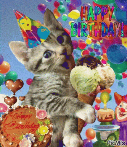 Happy Birthday Cat GIF