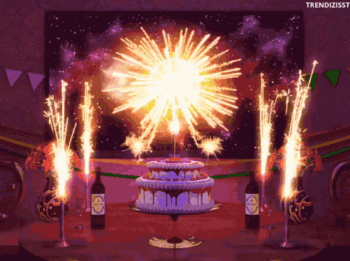 Happy Birthday Fireworks GIF