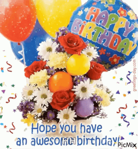 Happy Birthday Hope You Have An Awesome Birthday GIF. This 459 x 498 animated GIF is part of our happy birthday with balloons collection. Related themes…
