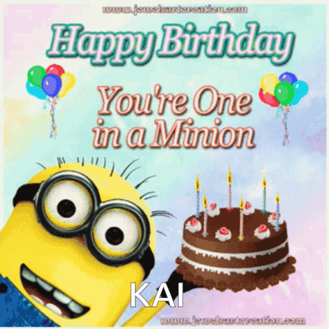 Happy Birthday Minions Kai GIF. This 474 x 474 animated GIF is part of our kid happy birthday collection. Related themes include minion. Created by…