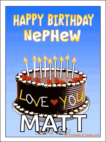 Happy Birthday Nephew GIF. This 374 x 498 animated GIF is part of our nephew birthday collection. Related themes include cake, candle, happy birthday…