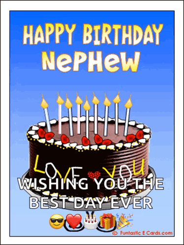 Happy Birthday Nephew GIF. This 374 x 498 animated GIF is part of our nephew birthday collection. Related themes include cake, candle, happy birthday…