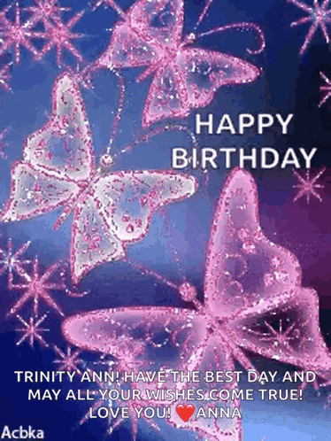 Happy Birthday Pink Butterfly GIF
