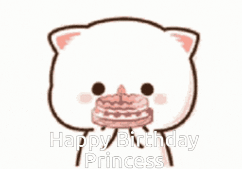 Happy Birthday Princess Peach Cat Cake Ears Moving Walk Dog GIF