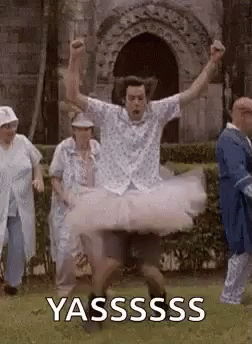Happy Dance GIF. This 252 x 344 animated GIF is part of our jim carrey tutu collection. Related themes include ballet, crazy, dance. Created by…