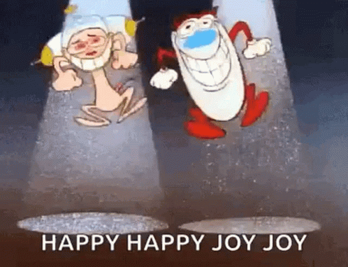Happy Jumping GIF. This 498 x 382 animated GIF is part of our ren and stimpy happy happy joy joy collection. Related themes include excited, happy, joyful…