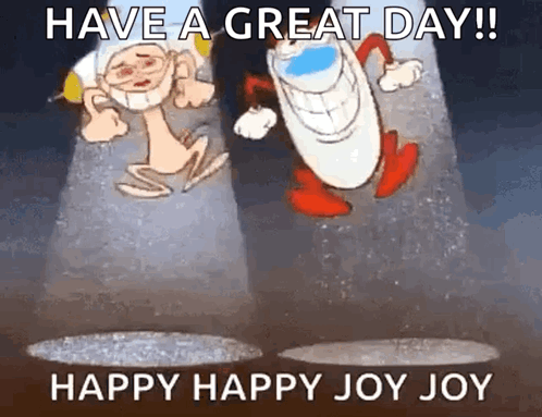 Happy Jumping GIF. This 498 x 383 animated GIF is part of our ren and stimpy happy happy joy joy collection. Related themes include excited, happy, joyful…