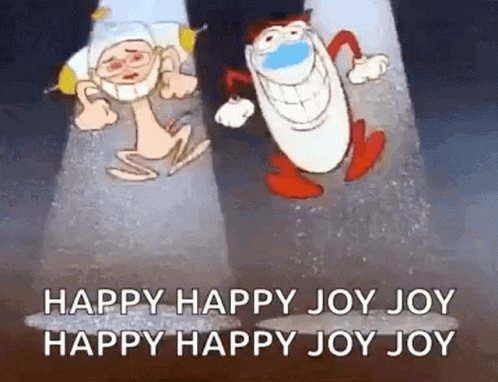 Happy Jumping GIF. This 498 x 382 animated GIF is part of our ren and stimpy happy happy joy joy collection. Related themes include excited, happy, joyful…