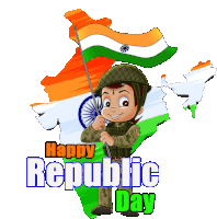 Happy Republic Day Chhota Bheem Sticker