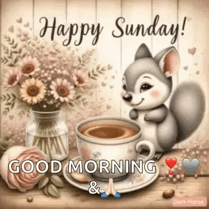 Happy Sunday Good Morning GIF. This 300 x 300 animated GIF is part of our guten morgen sonntag collection. Related themes include coffee, good morning…