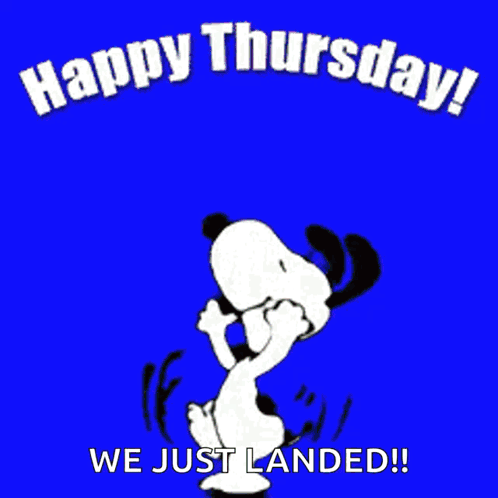 Happy Thursday Snoopy GIF. This 498 x 498 animated GIF is part of our guten morgen donnerstag collection. Related themes include dancing, happy thursday…