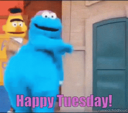 Happy Tuesday Cookie Monster GIF. This 498 x 440 animated GIF is part of our lustiger dienstag collection. Related themes include cookie monster, dance…