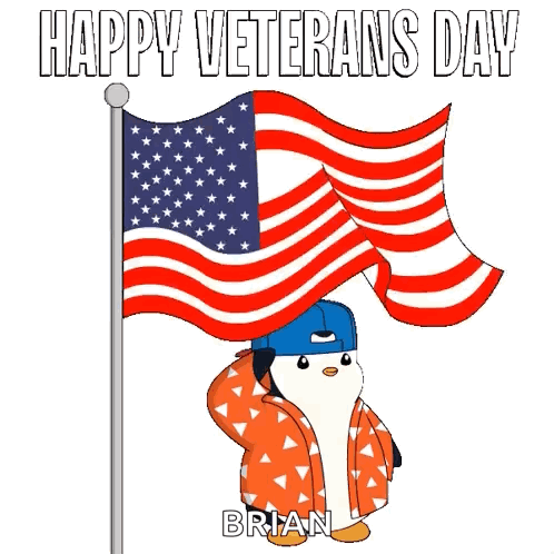 Happy Veterans Day Us GIF. This 498 x 498 animated GIF is part of our happy veterans day 2024 collection. Related themes include american flag, penguin…