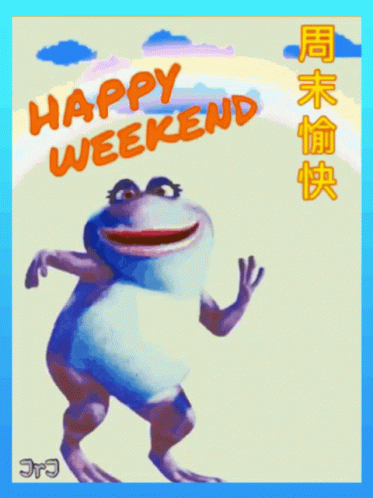 Happy Weekend 周末愉快 GIF. This 373 x 498 animated GIF is part of our lustige bilder samstag collection. Related themes include cute, dancing, frog. Created by…