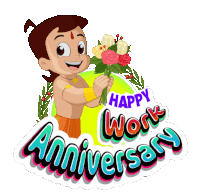 Happy Work Anniversary Chhota Bheem Sticker