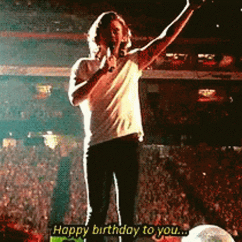 Harry Styles Happy Birthday GIF. This 498 x 498 animated GIF is part of our one direction birthday collection. Related themes include concert, happy…