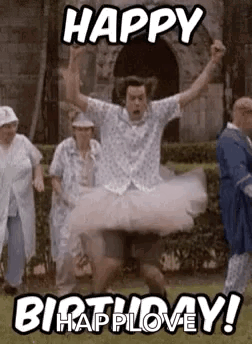 Hbd Happy Birthday GIF. This 252 x 344 animated GIF is part of our happy birthday dancing collection. Related themes include ace ventura, excited, funny…