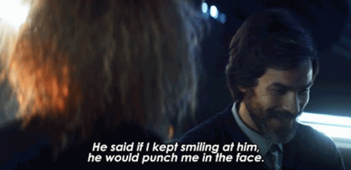 He Said If I Kept Smiling At Him He Would Punch Me In The Face Raffi Musiker GIF. This 498 x 242 animated GIF is part of our santiago cabrera collection…