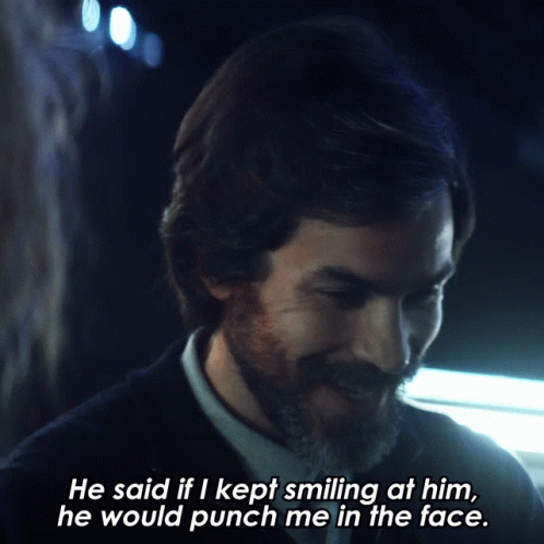 He Said If I Kept Smiling At Him He Would Punch Me In The Face Raffi Musiker GIF. This 498 x 498 animated GIF is part of our santiago cabrera collection…