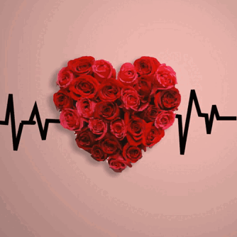 Heart Made Of Red Roses Love Beautiful Valentine'S Day Heartbeat Ekg Heart Beating GIF