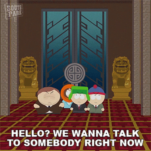 Hello We Wanna Talk To Somebody Right Now Stan Marsh GIF. This 498 x 498 animated GIF is part of our hello is there anybody out there collection. Created by…